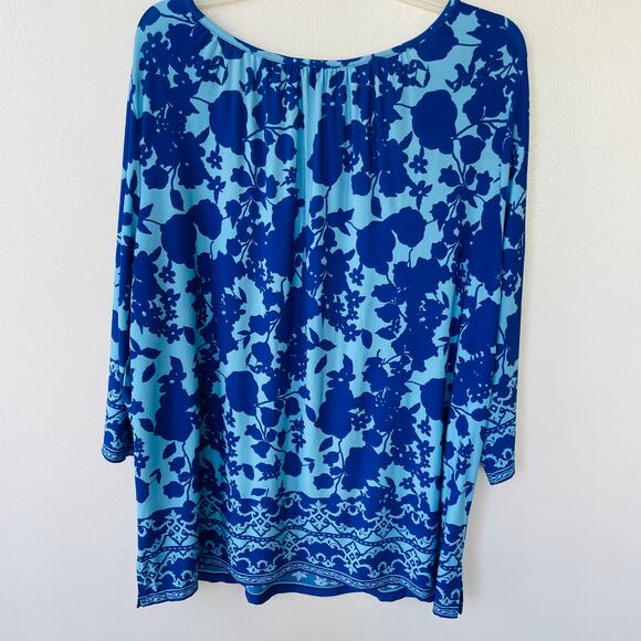 Susan Graver Líquid Knit Size 1X RUNS BIG Babydoll long top blue - Picture 8 of 12